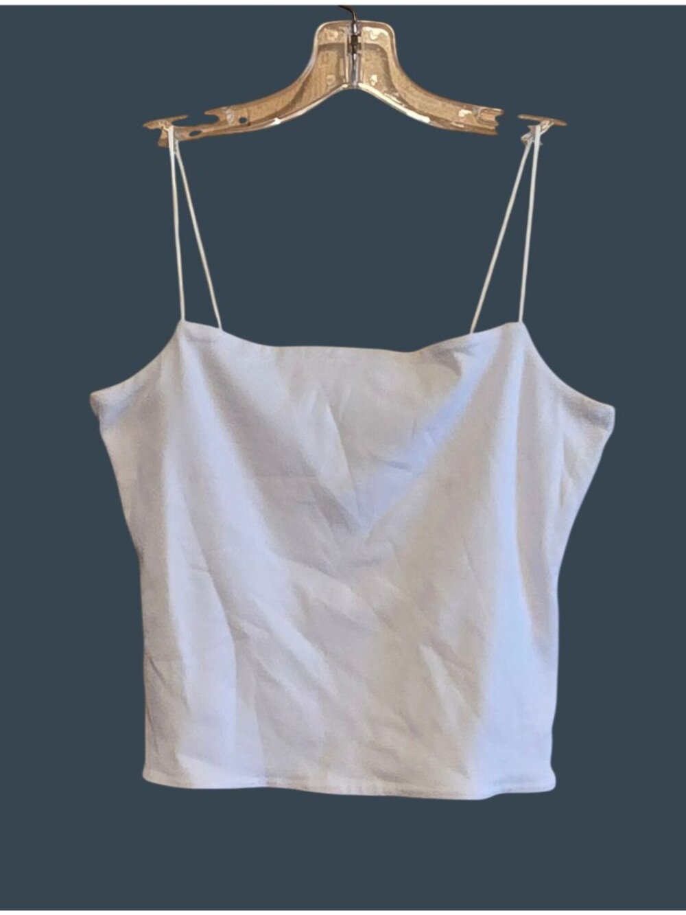 White Ribbed Spaghetti Strap cropped Tank Lightweight Casual beach Nautical